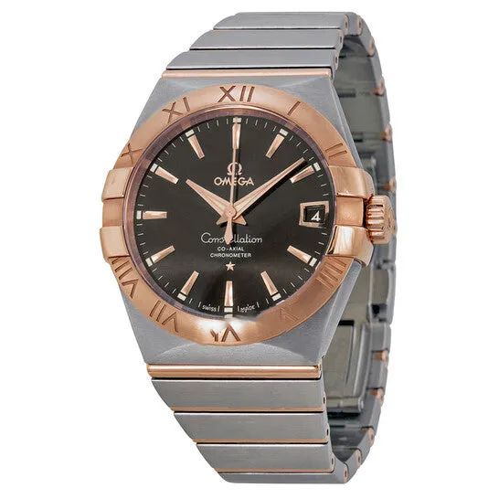 JMS always Earrings Original Omega Constellation Automatic Brown Dial Stainless Steel Rose Gold Mens Watch 12320382113001