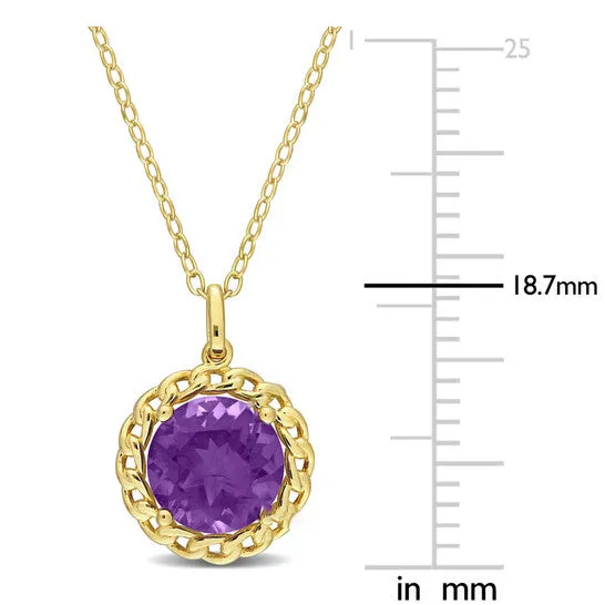 JMS always Necklaces Original AMOUR 2 14 TGW African Amethyst Halo Link Pendant with Chain In Yellow Plated Sterling Silver JMS always Necklaces Original AMOUR 2 14 TGW African Amethyst Halo Link Pendant with Chain In Yellow Plated Sterling Silver