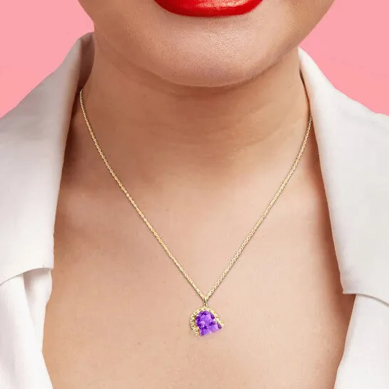 JMS always Necklaces Original AMOUR 2 14 TGW African Amethyst Halo Link Pendant with Chain In Yellow Plated Sterling Silver JMS always Necklaces Original AMOUR 2 14 TGW African Amethyst Halo Link Pendant with Chain In Yellow Plated Sterling Silver