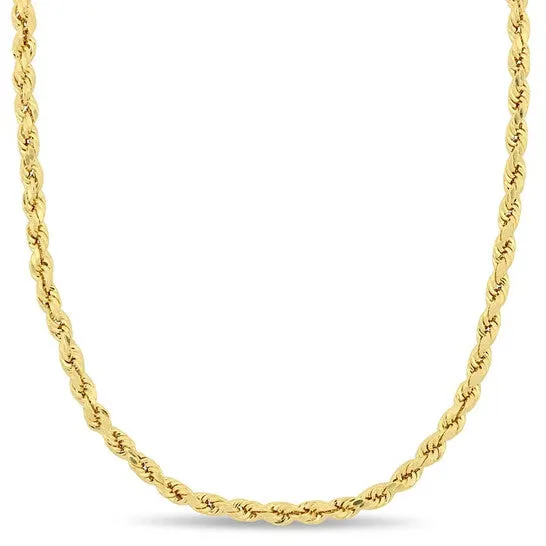 JMS always Necklaces Original AMOUR 20 Inch Rope Chain Necklace In 10K Yellow Gold 3 Mm