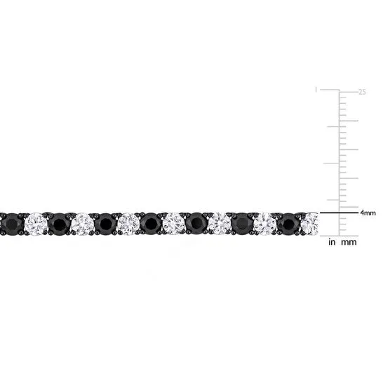 JMS always Necklaces Original Amour 36 CT TGW Created Black and White Sapphire Mens Tennis Necklace in Black Rhodium Plated Sterling Silver JMS always Necklaces Original Amour 36 CT TGW Created Black and White Sapphire Mens Tennis Necklace in Black Rhodium Plated Sterling Silver
