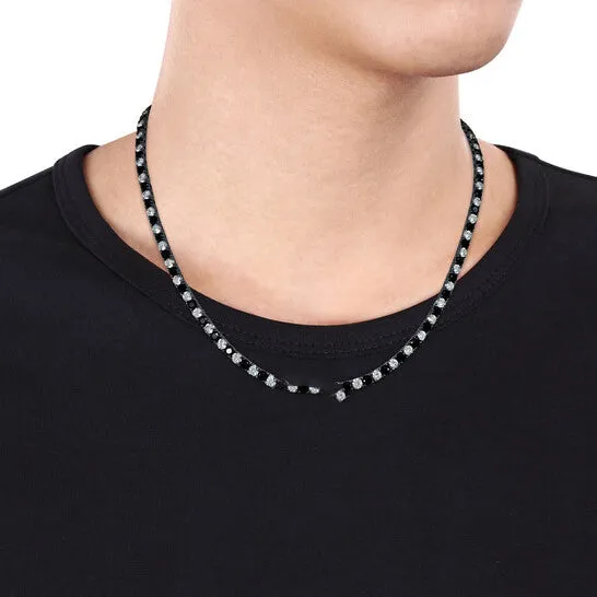 JMS always Necklaces Original Amour 36 CT TGW Created Black and White Sapphire Mens Tennis Necklace in Black Rhodium Plated Sterling Silver JMS always Necklaces Original Amour 36 CT TGW Created Black and White Sapphire Mens Tennis Necklace in Black Rhodium Plated Sterling Silver