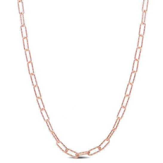 JMS always Necklaces Original AMOUR Fancy Paperclip Chain Necklace In Rose Plated Sterling Silver 18 In JMS always Necklaces Original AMOUR Fancy Paperclip Chain Necklace In Rose Plated Sterling Silver 18 In