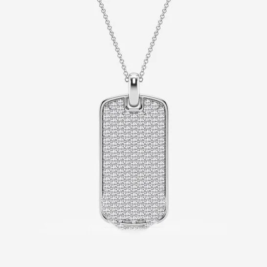 JMS always Necklaces Original Brilliant Diamond Sterling Silver 1 12 ctw Round Lab Grown Diamond Dog Tag Fashion Pendant Necklace for Men FG VS2 JMS always Necklaces Original Brilliant Diamond Sterling Silver 1 12 ctw Round Lab Grown Diamond Dog Tag Fashion Pendant Necklace for Men FG VS2