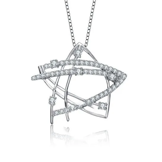 JMS always Necklaces Original Megan Walford Sterling Silver Round Cubic Zirconia Star Pendant Necklace JMS always Necklaces Original Megan Walford Sterling Silver Round Cubic Zirconia Star Pendant Necklace