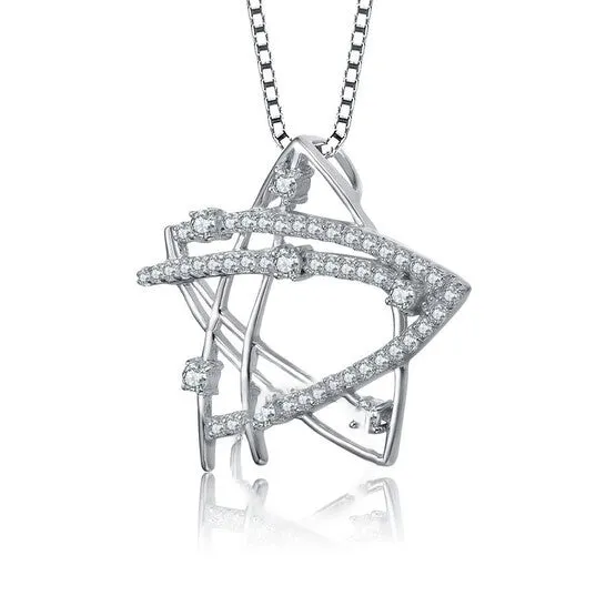 JMS always Necklaces Original Megan Walford Sterling Silver Round Cubic Zirconia Star Pendant Necklace JMS always Necklaces Original Megan Walford Sterling Silver Round Cubic Zirconia Star Pendant Necklace