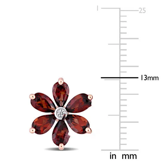 JMS always Original AMOUR 3 14 CT TGW Garnet and Diamond Accent Floral Stud Earrings In 10K Rose Gold Earrings JMS always Original AMOUR 3 14 CT TGW Garnet and Diamond Accent Floral Stud Earrings In 10K Rose Gold Earrings
