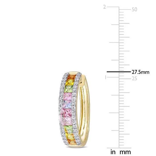 JMS always Original AMOUR 5 34 CT TGW Multicolor Sapphire Hoop Earrings In 14K Yellow Gold Earrings JMS always Original AMOUR 5 34 CT TGW Multicolor Sapphire Hoop Earrings In 14K Yellow Gold Earrings