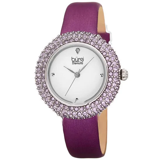 JMS always Original Burgi Quartz Crystal Silver Dial Purple Satin Ladies Watch BUR227PU Watches JMS always Original Burgi Quartz Crystal Silver Dial Purple Satin Ladies Watch BUR227PU Watches