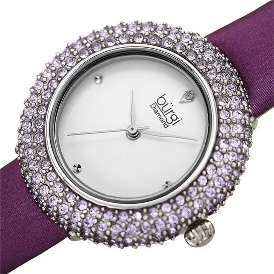 JMS always Original Burgi Quartz Crystal Silver Dial Purple Satin Ladies Watch BUR227PU Watches JMS always Original Burgi Quartz Crystal Silver Dial Purple Satin Ladies Watch BUR227PU Watches