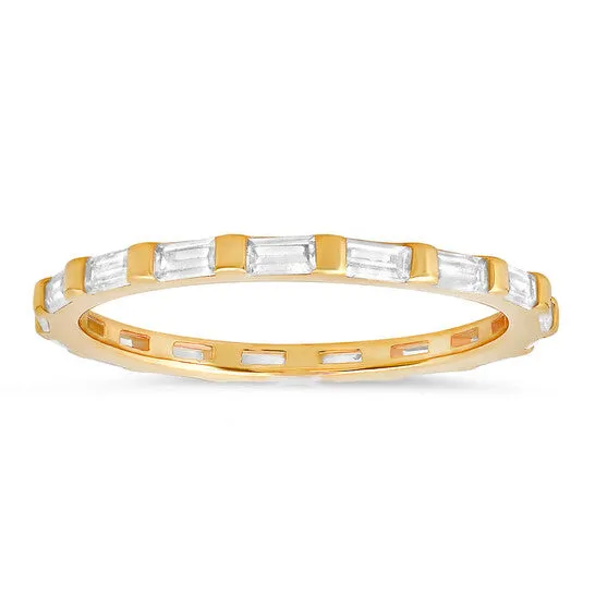 JMS always Original Kylie Harper 14k Yellow Gold Over Silver Baguette CZ Stackable Eternity Band Ring Rings JMS always Original Kylie Harper 14k Yellow Gold Over Silver Baguette CZ Stackable Eternity Band Ring Rings
