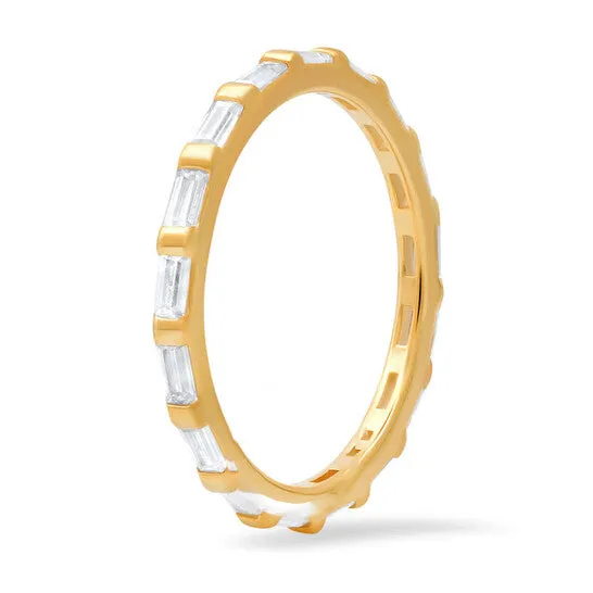 JMS always Original Kylie Harper 14k Yellow Gold Over Silver Baguette CZ Stackable Eternity Band Ring Rings JMS always Original Kylie Harper 14k Yellow Gold Over Silver Baguette CZ Stackable Eternity Band Ring Rings