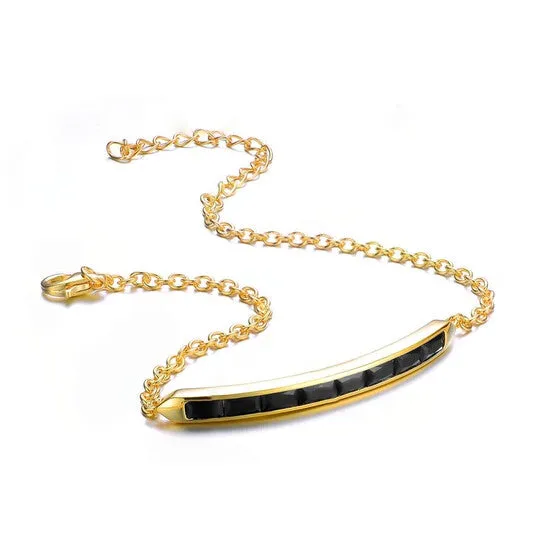 JMS always Original Megan Walford Classy Gold Overlay Sterling Silver Baguette Black Cubic Zirconia Bar Bracelet Bracelets JMS always Original Megan Walford Classy Gold Overlay Sterling Silver Baguette Black Cubic Zirconia Bar Bracelet Bracelets