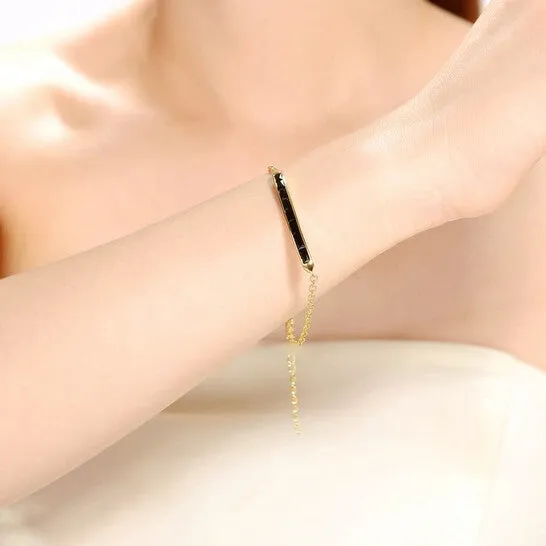 JMS always Original Megan Walford Classy Gold Overlay Sterling Silver Baguette Black Cubic Zirconia Bar Bracelet Bracelets JMS always Original Megan Walford Classy Gold Overlay Sterling Silver Baguette Black Cubic Zirconia Bar Bracelet Bracelets