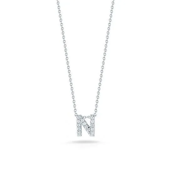 JMS always PreStyled Sets Original Roberto Coin 18K White Gold Tiny Treasures Diamond Letter N Pendant JMS always PreStyled Sets Original Roberto Coin 18K White Gold Tiny Treasures Diamond Letter N Pendant
