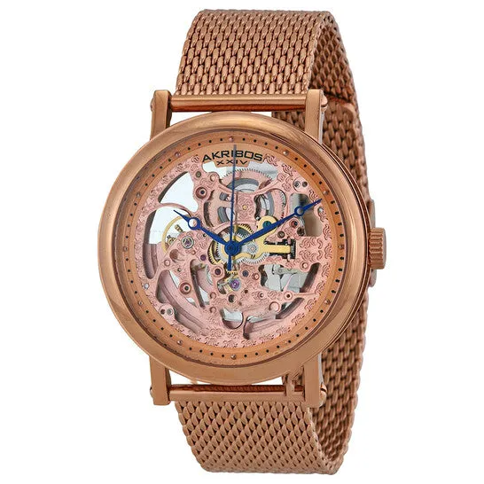 JMS always Rings Original Akribos XXIV Rose Transparent Dial Rose Goldtone Mesh Mens Watch AK732RG JMS always Rings Original Akribos XXIV Rose Transparent Dial Rose Goldtone Mesh Mens Watch AK732RG
