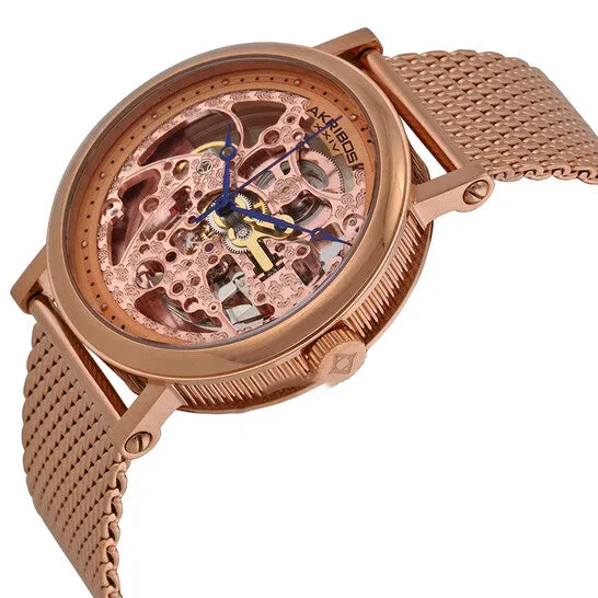 JMS always Rings Original Akribos XXIV Rose Transparent Dial Rose Goldtone Mesh Mens Watch AK732RG JMS always Rings Original Akribos XXIV Rose Transparent Dial Rose Goldtone Mesh Mens Watch AK732RG