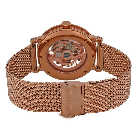 JMS always Rings Original Akribos XXIV Rose Transparent Dial Rose Goldtone Mesh Mens Watch AK732RG JMS always Rings Original Akribos XXIV Rose Transparent Dial Rose Goldtone Mesh Mens Watch AK732RG