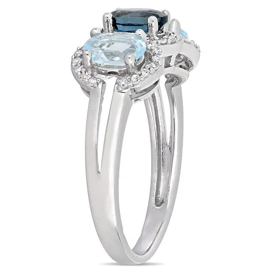 JMS always Rings Original Amour 15 CT TDW Diamond and 1 35 CT TGW Sky Blue Topaz London Blue Topaz 3Stone Ring in Sterling Silver JMS always Rings Original Amour 15 CT TDW Diamond and 1 35 CT TGW Sky Blue Topaz London Blue Topaz 3Stone Ring in Sterling Silver