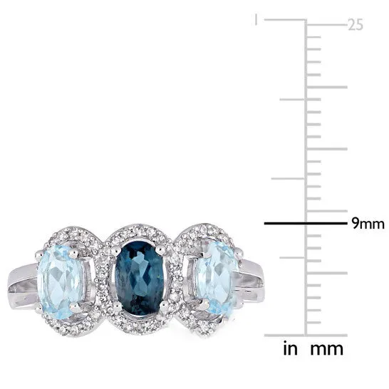 JMS always Rings Original Amour 15 CT TDW Diamond and 1 35 CT TGW Sky Blue Topaz London Blue Topaz 3Stone Ring in Sterling Silver JMS always Rings Original Amour 15 CT TDW Diamond and 1 35 CT TGW Sky Blue Topaz London Blue Topaz 3Stone Ring in Sterling Silver