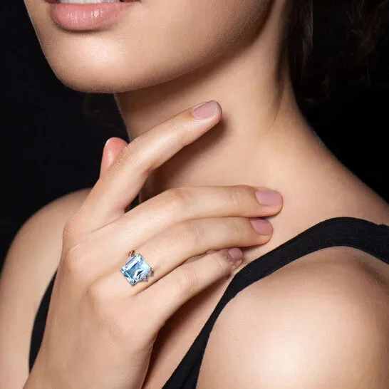 JMS always Rings Original Amour 7 12 CT TGW Sky Blue Topaz and White Topaz Cocktail Ring in Sterling Silver JMS always Rings Original Amour 7 12 CT TGW Sky Blue Topaz and White Topaz Cocktail Ring in Sterling Silver