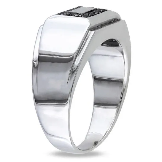 JMS always Rings Original Amour Sterling Silver Black Rhodium Plated 110 CT Black Diamond TW Mens Ring JMS always Rings Original Amour Sterling Silver Black Rhodium Plated 110 CT Black Diamond TW Mens Ring
