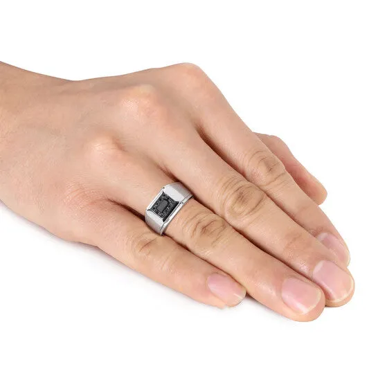 JMS always Rings Original Amour Sterling Silver Black Rhodium Plated 110 CT Black Diamond TW Mens Ring JMS always Rings Original Amour Sterling Silver Black Rhodium Plated 110 CT Black Diamond TW Mens Ring