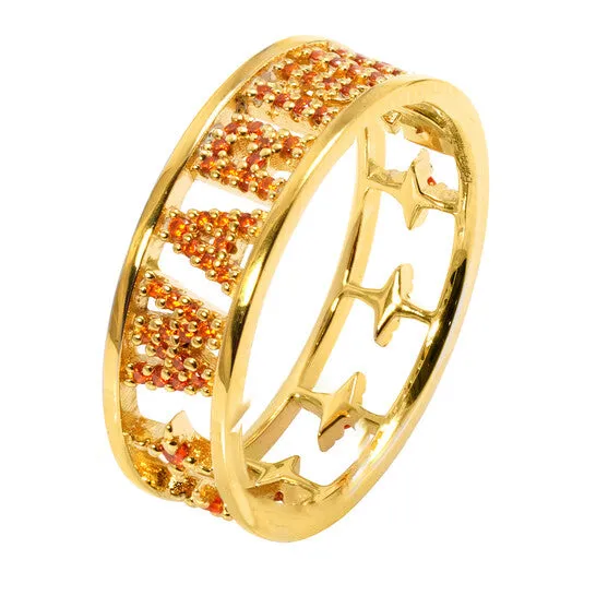 JMS always Rings Original APM Monaco Ladies GoldOrange Crystal Warning Ring Size 52 JMS always Rings Original APM Monaco Ladies GoldOrange Crystal Warning Ring Size 52