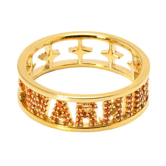 JMS always Rings Original APM Monaco Ladies GoldOrange Crystal Warning Ring Size 52 JMS always Rings Original APM Monaco Ladies GoldOrange Crystal Warning Ring Size 52