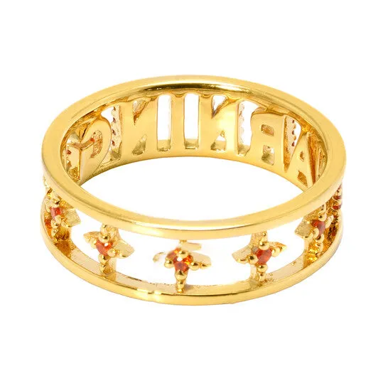 JMS always Rings Original APM Monaco Ladies GoldOrange Crystal Warning Ring Size 52 JMS always Rings Original APM Monaco Ladies GoldOrange Crystal Warning Ring Size 52