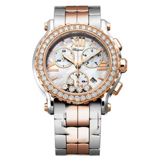 JMS always Rings Original Chopard Happy Sport Chronograph Mother of Pearl Two Tone Ladies Watch 2885066002 JMS always Rings Original Chopard Happy Sport Chronograph Mother of Pearl Two Tone Ladies Watch 2885066002