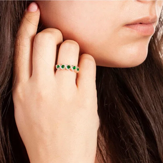 JMS always Rings Original Elegant Confetti Womens 18K White Gold Plated Green CZ Simulated Diamond Half Eternity Ring JMS always Rings Original Elegant Confetti Womens 18K White Gold Plated Green CZ Simulated Diamond Half Eternity Ring