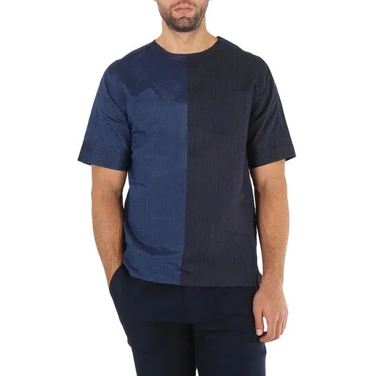 JMS always Rings Original Emporio Armani Mens Woven Shirts Navy Mix Fabric Woven Tee JMS always Rings Original Emporio Armani Mens Woven Shirts Navy Mix Fabric Woven Tee