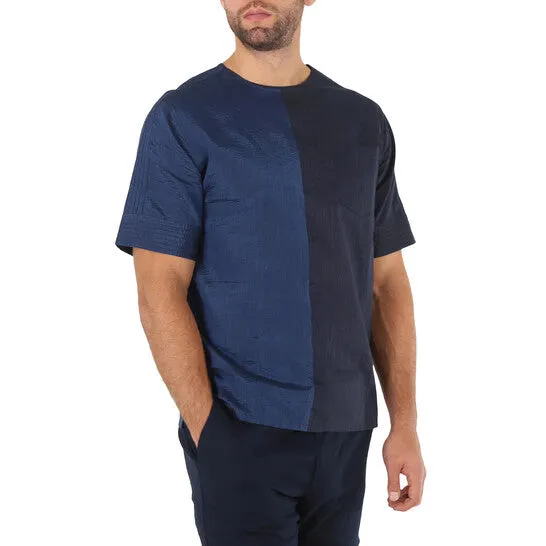 JMS always Rings Original Emporio Armani Mens Woven Shirts Navy Mix Fabric Woven Tee JMS always Rings Original Emporio Armani Mens Woven Shirts Navy Mix Fabric Woven Tee