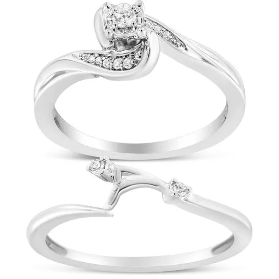 JMS always Rings Original Haus of Brilliance 925 Sterling Silver 110 Cttw Diamond Swirl and Bypass Bridal Set Ring and Band IJ Color I3 Clarity JMS always Rings Original Haus of Brilliance 925 Sterling Silver 110 Cttw Diamond Swirl and Bypass Bridal Set Ring and Band IJ Color I3 Clarity