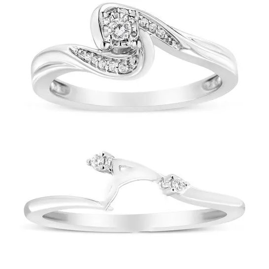 JMS always Rings Original Haus of Brilliance 925 Sterling Silver 110 Cttw Diamond Swirl and Bypass Bridal Set Ring and Band IJ Color I3 Clarity JMS always Rings Original Haus of Brilliance 925 Sterling Silver 110 Cttw Diamond Swirl and Bypass Bridal Set Ring and Band IJ Color I3 Clarity