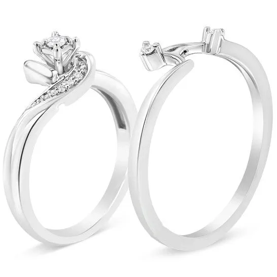 JMS always Rings Original Haus of Brilliance 925 Sterling Silver 110 Cttw Diamond Swirl and Bypass Bridal Set Ring and Band IJ Color I3 Clarity JMS always Rings Original Haus of Brilliance 925 Sterling Silver 110 Cttw Diamond Swirl and Bypass Bridal Set Ring and Band IJ Color I3 Clarity