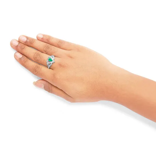 JMS always Rings Original Haus of Brilliance 925 Sterling Silver 6x4mm Pear Emerald Gemstone with Diamond Accent Heart Promise Ring HI Color SI1SI2 Clarity JMS always Rings Original Haus of Brilliance 925 Sterling Silver 6x4mm Pear Emerald Gemstone with Diamond Accent Heart Promise Ring HI Color SI1SI2 Clarity