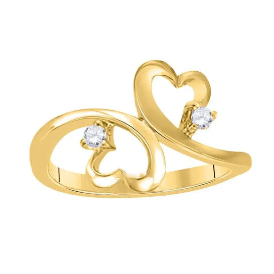 JMS always Rings Original Maulijewels 010 Carat Diamond Two Stone Heart Shape Engagement Wedding Rings For Women In 10K Solid Yellow Gold JMS always Rings Original Maulijewels 010 Carat Diamond Two Stone Heart Shape Engagement Wedding Rings For Women In 10K Solid Yellow Gold