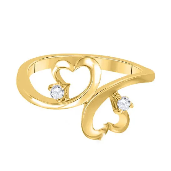 JMS always Rings Original Maulijewels 010 Carat Diamond Two Stone Heart Shape Engagement Wedding Rings For Women In 10K Solid Yellow Gold JMS always Rings Original Maulijewels 010 Carat Diamond Two Stone Heart Shape Engagement Wedding Rings For Women In 10K Solid Yellow Gold
