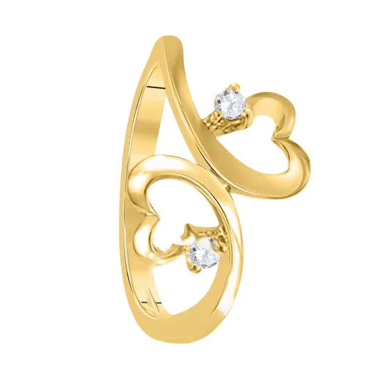 JMS always Rings Original Maulijewels 010 Carat Diamond Two Stone Heart Shape Engagement Wedding Rings For Women In 10K Solid Yellow Gold JMS always Rings Original Maulijewels 010 Carat Diamond Two Stone Heart Shape Engagement Wedding Rings For Women In 10K Solid Yellow Gold