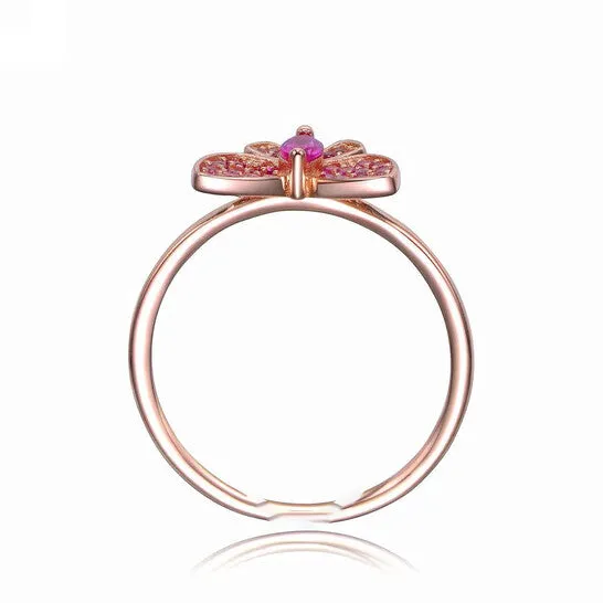 JMS always Rings Original Megan Walford Sterling Silver with Rose Gold Plated Ruby Cubic Zirconia Small Butterfly Ring JMS always Rings Original Megan Walford Sterling Silver with Rose Gold Plated Ruby Cubic Zirconia Small Butterfly Ring