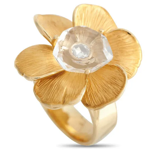 JMS always Rings Original PreOwned Carrera y Carrera 18K Yellow Gold Diamond and Quartz Gardenia Ring JMS always Rings Original PreOwned Carrera y Carrera 18K Yellow Gold Diamond and Quartz Gardenia Ring
