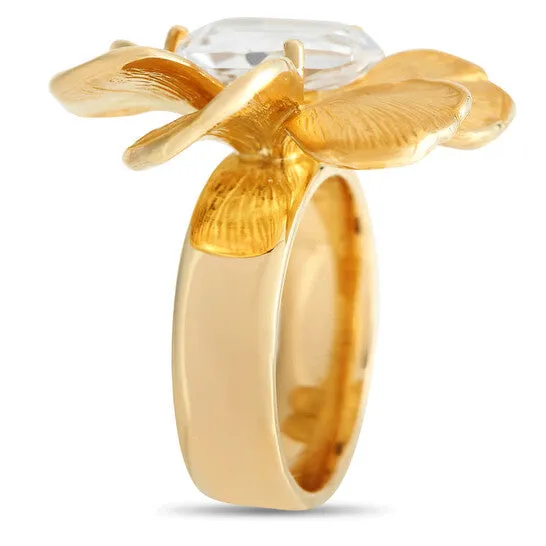 JMS always Rings Original PreOwned Carrera y Carrera 18K Yellow Gold Diamond and Quartz Gardenia Ring JMS always Rings Original PreOwned Carrera y Carrera 18K Yellow Gold Diamond and Quartz Gardenia Ring