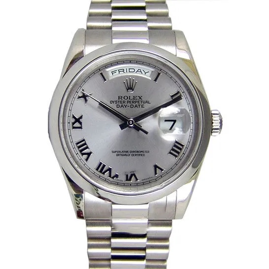 JMS always Rings Original Rolex DayDate Silver Dial 18K White Gold President Automatic Mens Watch 118209SRP JMS always Rings Original Rolex DayDate Silver Dial 18K White Gold President Automatic Mens Watch 118209SRP