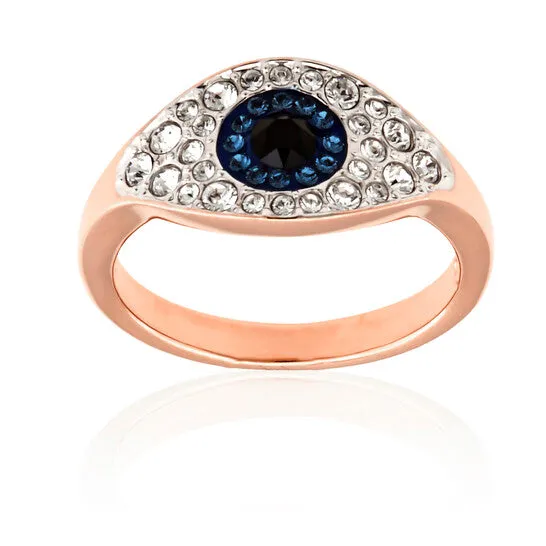 JMS always Rings Original Swarovski Symbolic Evil Eye Ring Blue Rosegold Tone Plated Size 52 JMS always Rings Original Swarovski Symbolic Evil Eye Ring Blue Rosegold Tone Plated Size 52