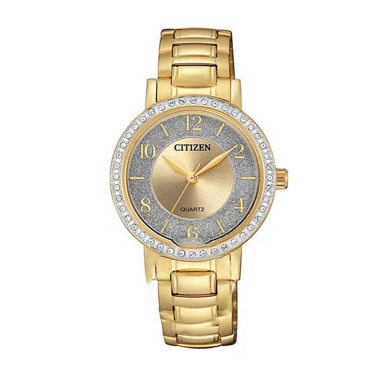 JMS always Watches Original Citizen Quartz Crystal Gold Centered Dial Ladies Watch EL304250P JMS always Watches Original Citizen Quartz Crystal Gold Centered Dial Ladies Watch EL304250P