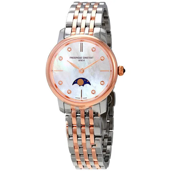 JMS always Watches Original Frederique Constant Slim Line Quartz Diamond White Mother of Pearl Dial Ladies Watch FC206MPWD1S2B JMS always Watches Original Frederique Constant Slim Line Quartz Diamond White Mother of Pearl Dial Ladies Watch FC206MPWD1S2B