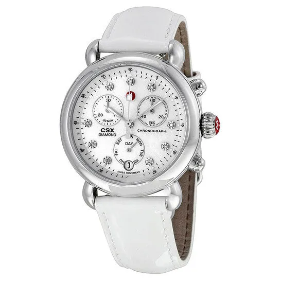 JMS always Watches Original Michele Signature CSX36 Mother of Pearl Dial White Leather Ladies Watch MWW03M000122 JMS always Watches Original Michele Signature CSX36 Mother of Pearl Dial White Leather Ladies Watch MWW03M000122