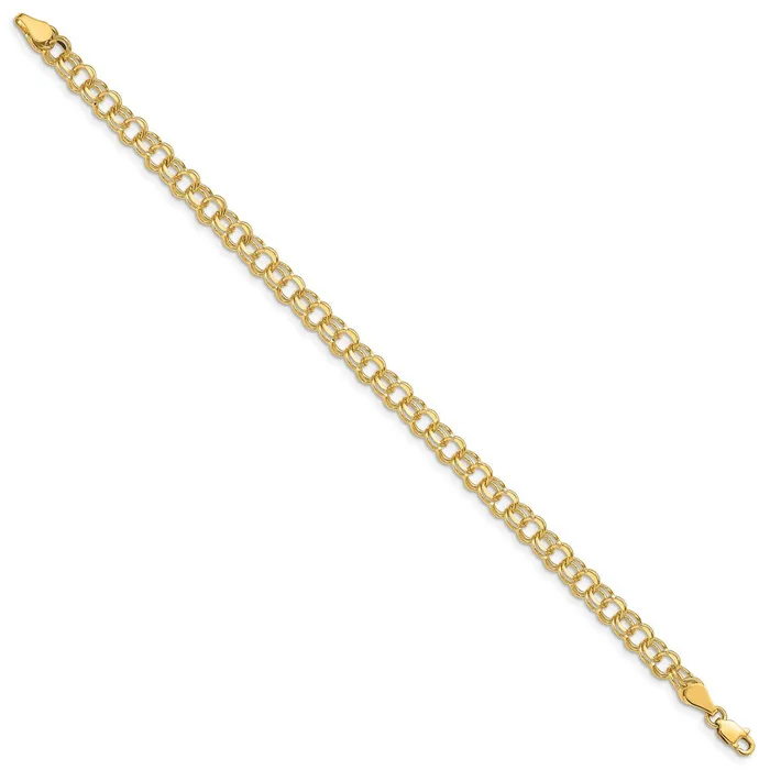 MDS 14K Yellow Gold Double Link Charm Bracelet Bracelets MDS 14K Yellow Gold Double Link Charm Bracelet Bracelets